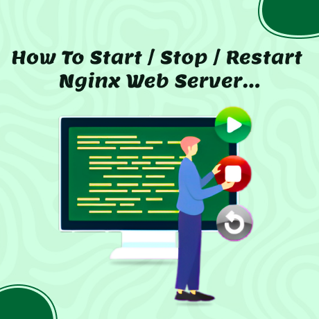 Instructional image depicting the process to start, stop, and restart the Nginx web server on Ubuntu Linux.