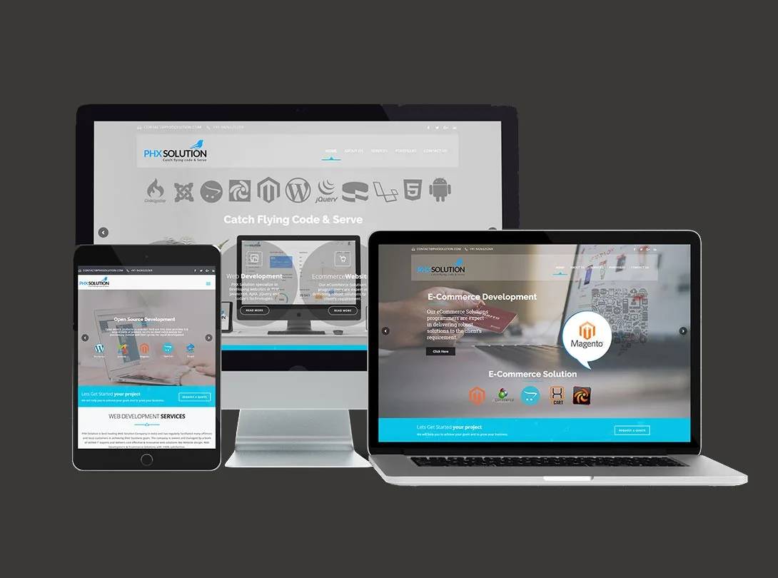 A laptop, tablet, and phone showcasing a WordPress theme, illustrating responsive design across multiple devices.