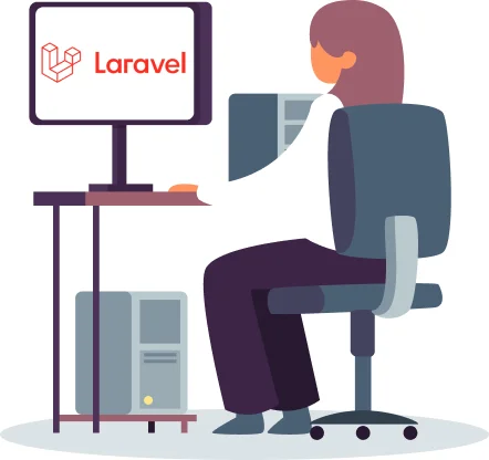 An illustration depicting Laravel framework integrated with cloud technology, symbolizing modern web development solutions.